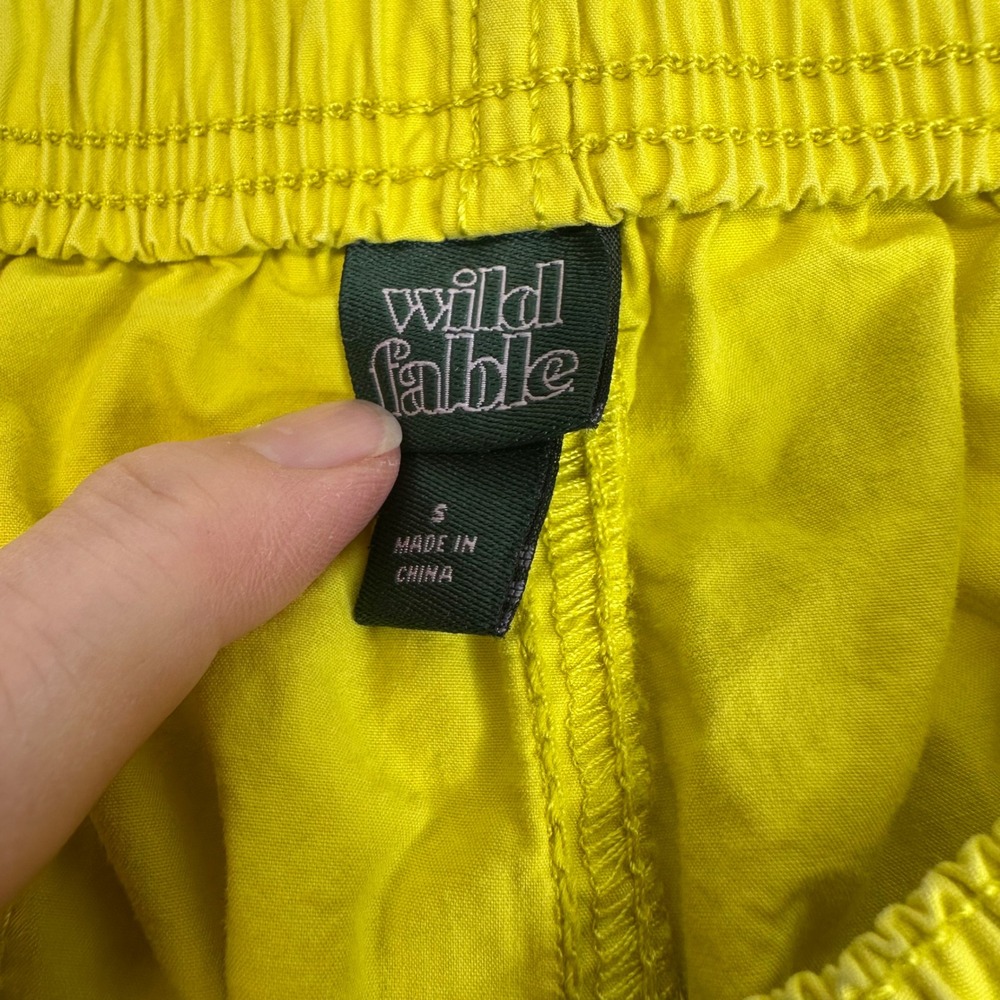 Wild Fable Yellow Wide Leg Cargo Utility Pants Womens Small D-Ring Straps Baggy - Picture 2 of 11